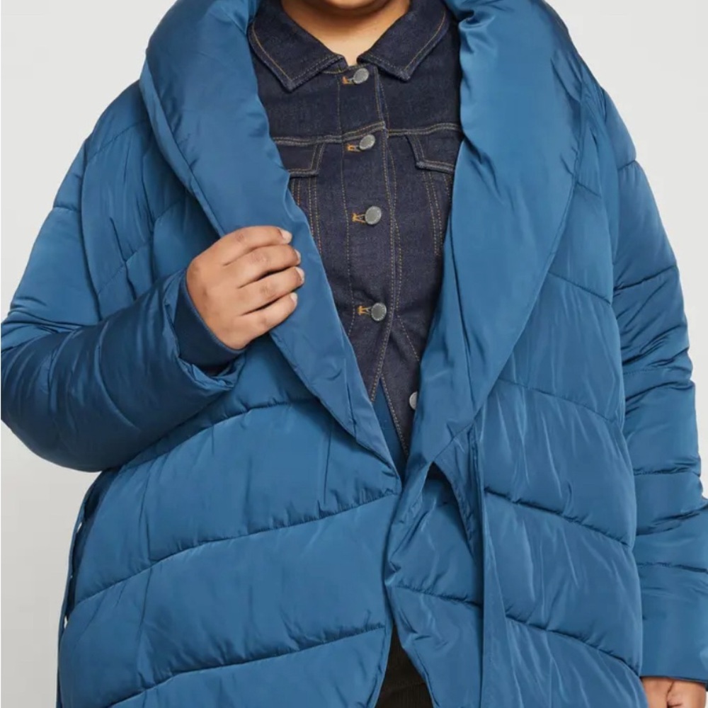 Universal Standard Storm Blue kanda puffer coat size M